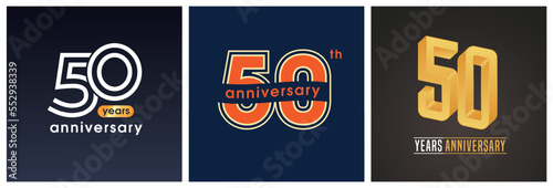50 years anniversary set of vector graphic icons, logos.