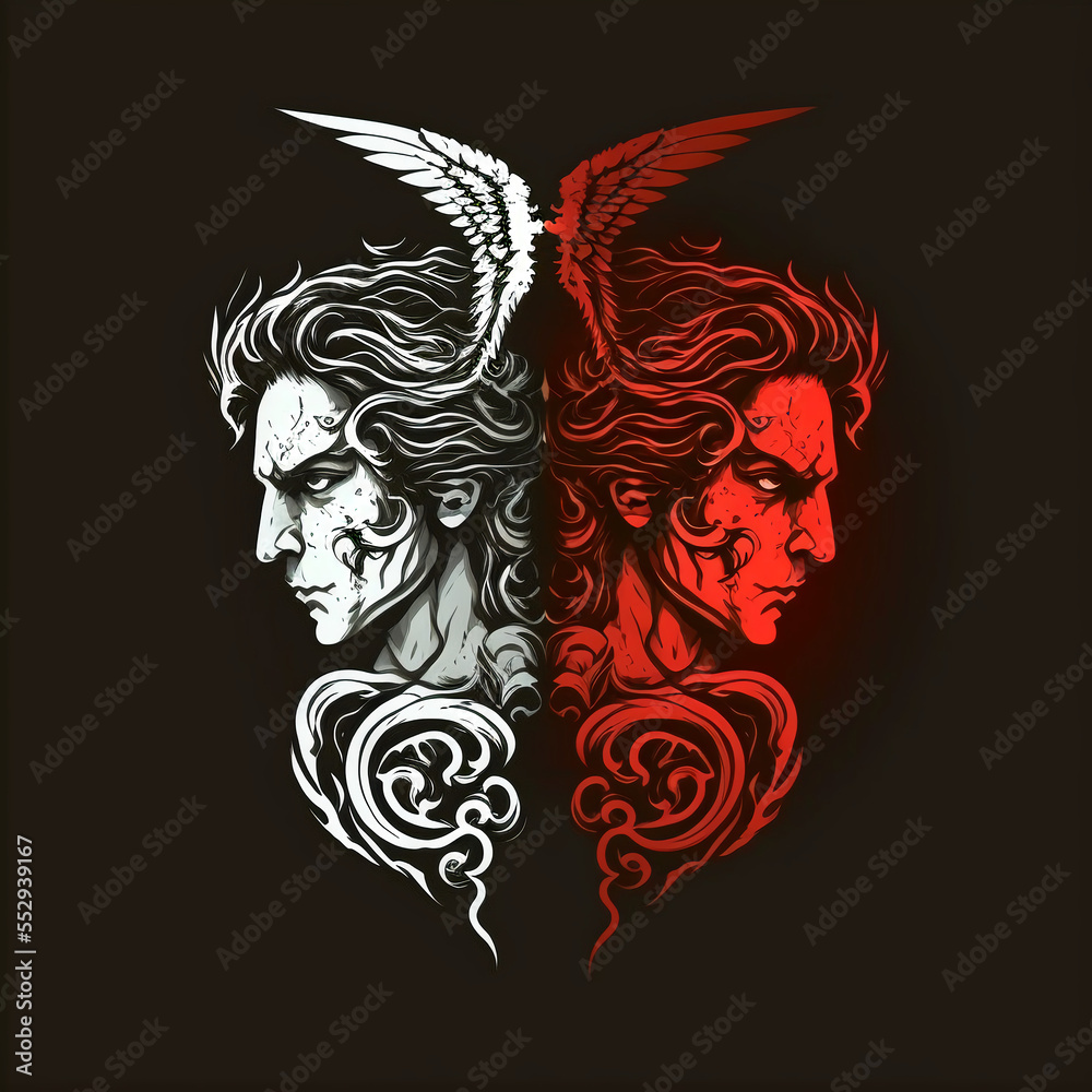 Angel vs demon vector. Good against evil. Generative AI Stock Illustration  | Adobe Stock