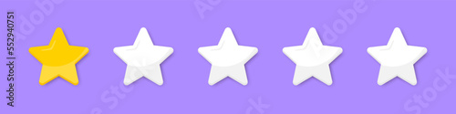 Set of one stars rating. Concept of testimonials and user reviews. Five star product rating review icon for apps and websites. Star rating icon. User reviews on the Internet. Vector illustration.