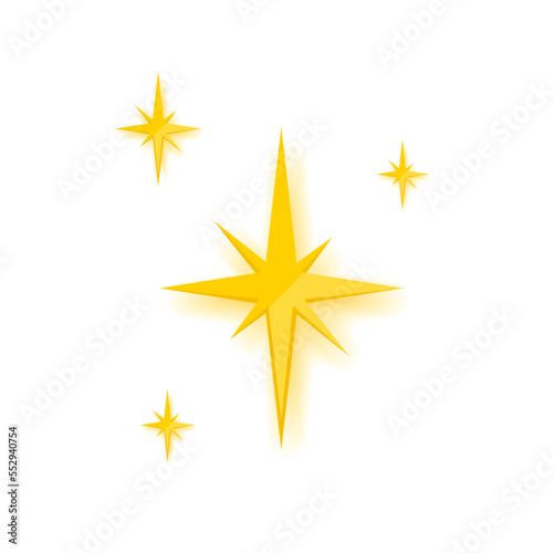 Christmas twinkling star. Set of stars and bursts with glowing light effect. Bright fireworks  decoration flicker  brilliant flash. Twinkling star. Vector illustration