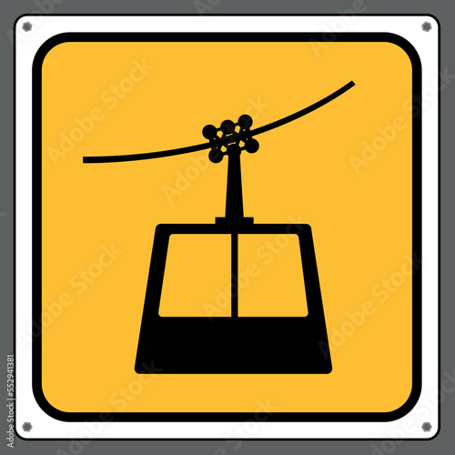 cable car, cable car passing area.,Sign caution