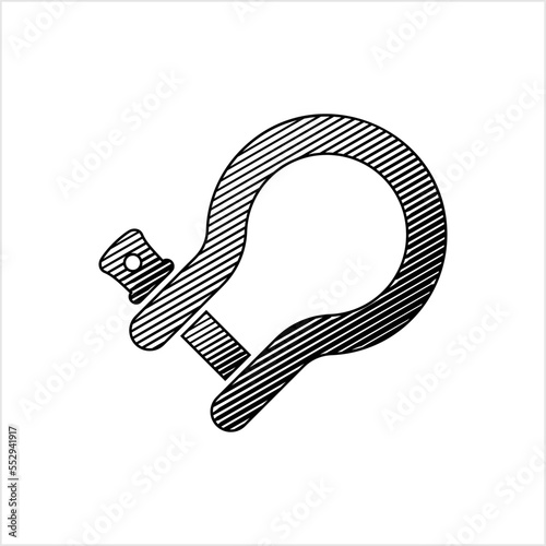 Shackle Icon, Gyve Icon, U Shaped Piece Of Metal With A Clevis Pin, Bolt