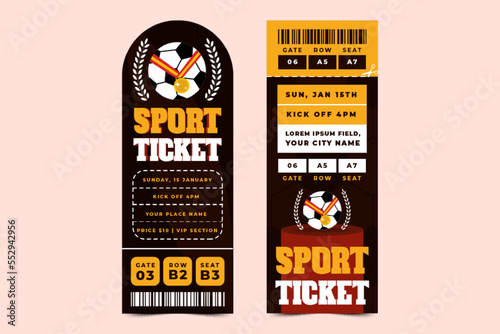 Football tournament sport event ticket design template simple and elegant design