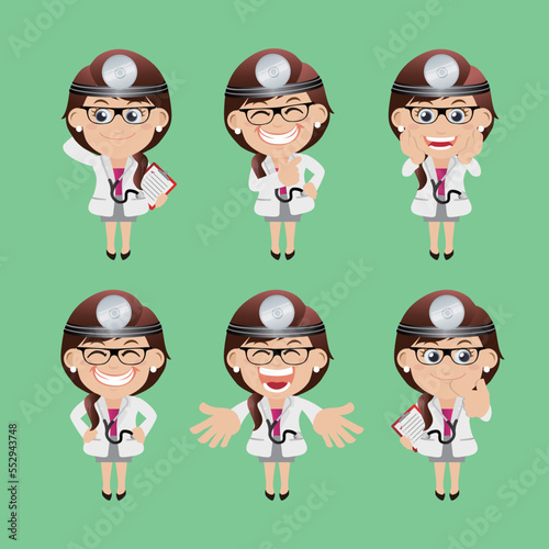 Doctor with different poses. vector
