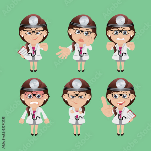 Doctor with different poses. vector