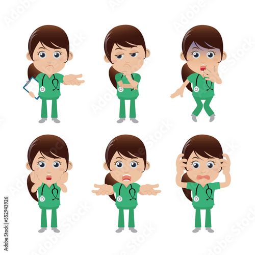 Doctor with different poses. vector