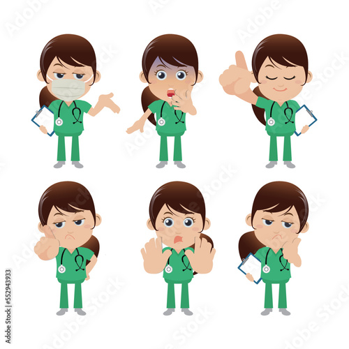 Doctor with different poses. vector