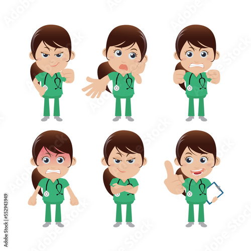 Doctor with different poses. vector