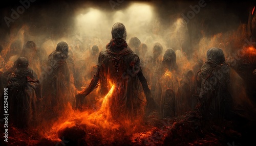 illustration meeting in hell made with generative ai
