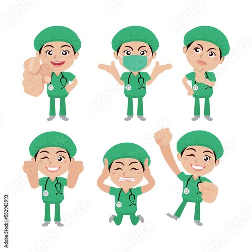 Doctor with different poses. vector-
