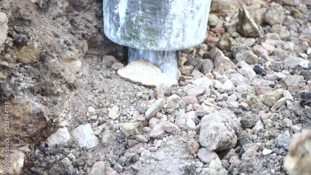 Video Stock Loud destruction of solid soil rock with pneumatic