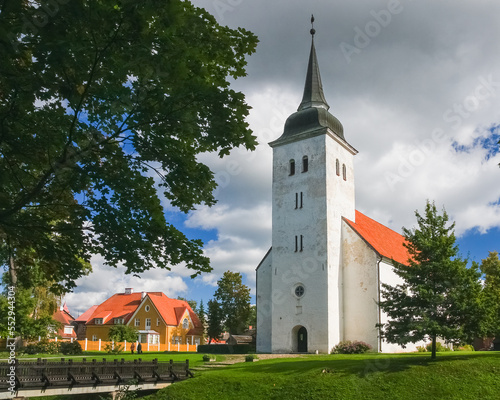 Vie to the medieval church in the historic centre of Viljandi, Estonia
