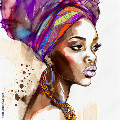 Portrait of a African Woman, Generative AI Art Illustration