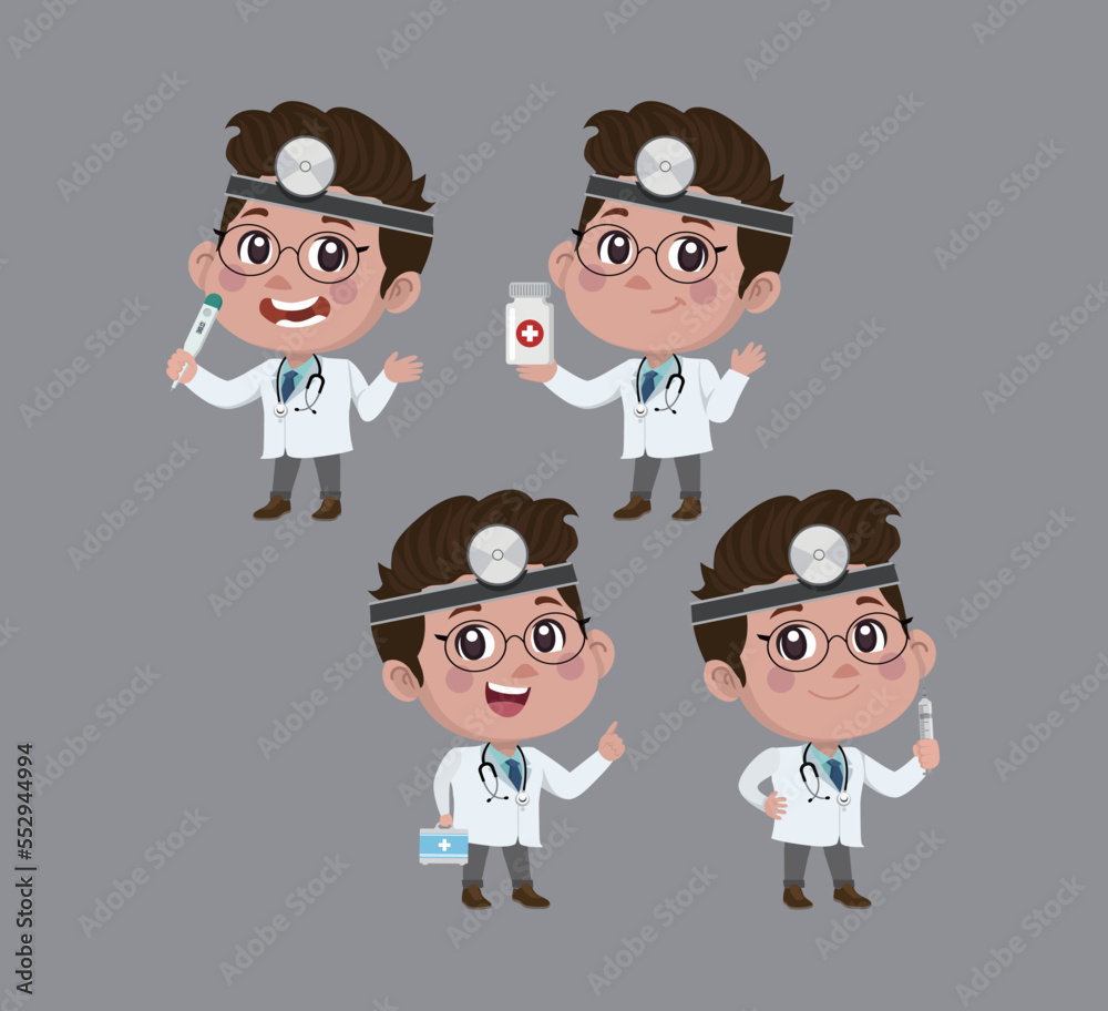 Set of doctor with different poses Set of doctor with different poses