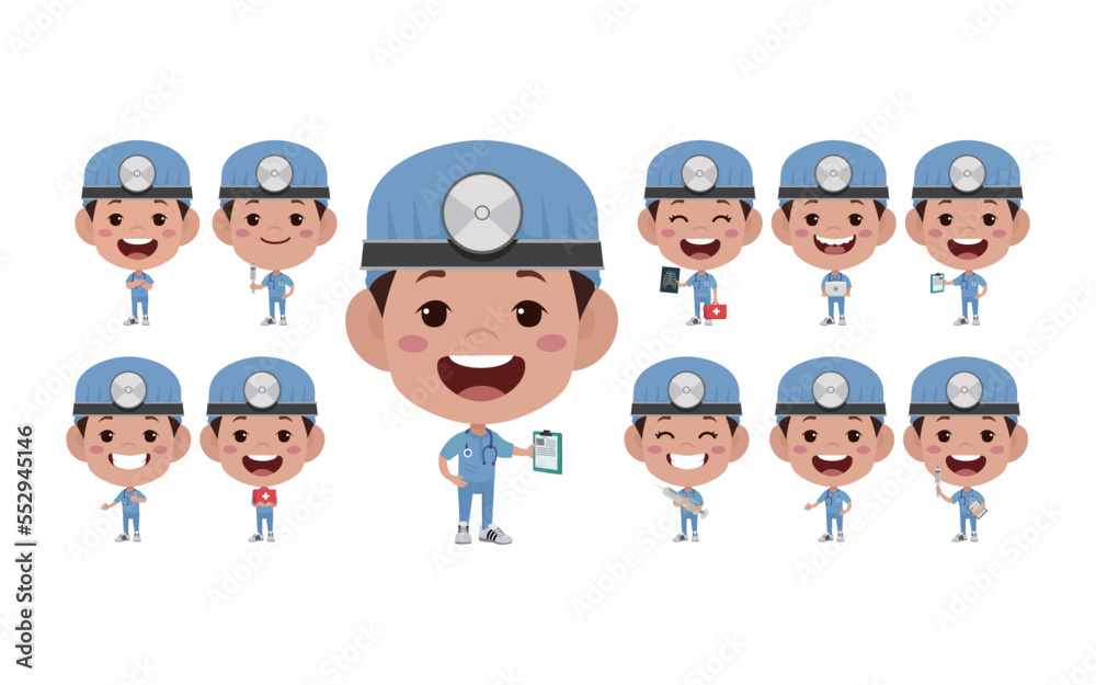 Doctor with different poses. vector-
Doctor with different poses. vector-