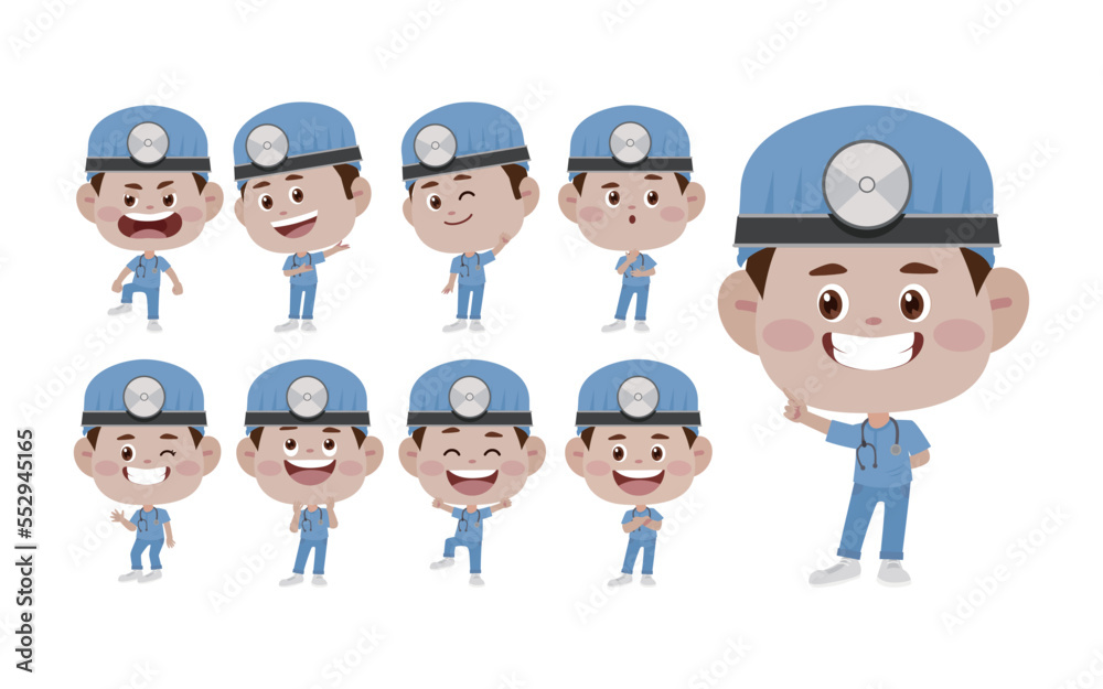 Doctor with different poses. vector-
Doctor with different poses. vector-
