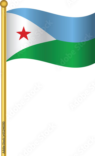Flag of Djibout,Djibout flag Golden waving isolated vector illustration eps10. photo