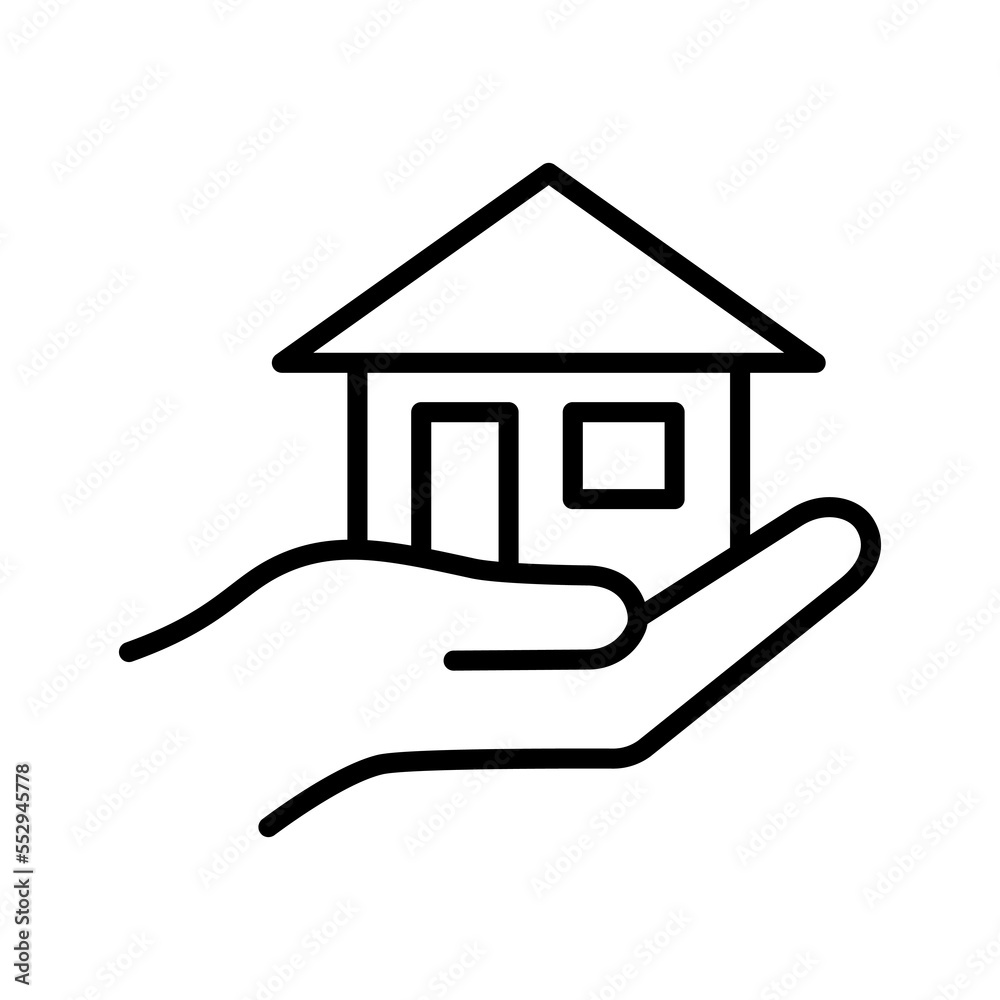 Hand holding up house icon. Mortgage symbol. Affordable housing. Hand holding up house icon. Mortgage symbol. Affordable housing.