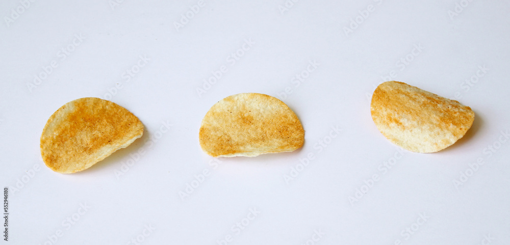 potato chips isolated on white background. snack potato chips isolated on white background. snack