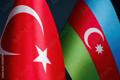 The flag of Turkey next to the flag of Azerbaijan.