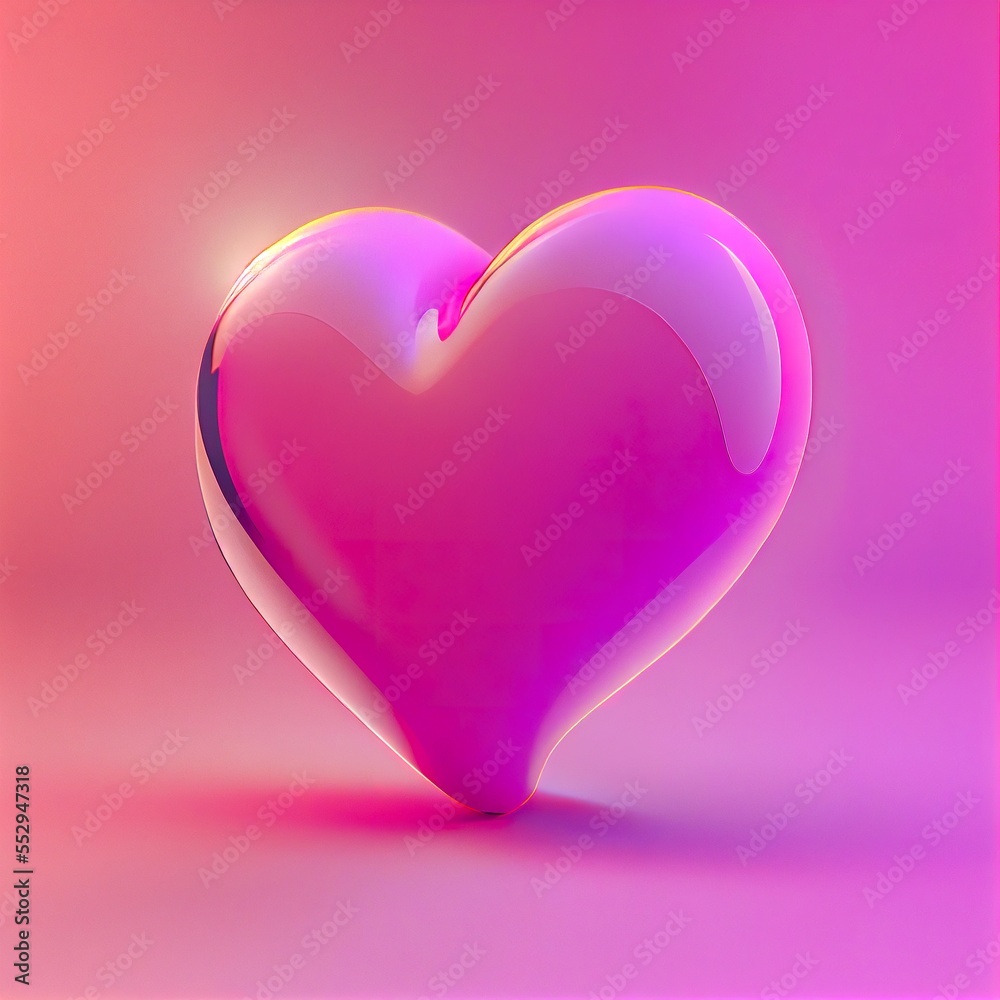 Heart on pink background 3d Digital lustration
