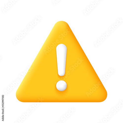 Warning Icon. Exclamation Mark. Alert 3d Vector Illustration.