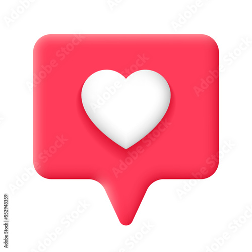 Free Download Social Media Like Icon. Media Notification. Heart in Speech Bubble 3d Vector Illustration. - GFXLoad