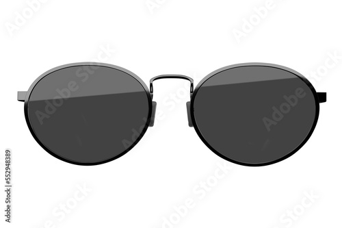 Black sunglasses isolated on white background. Fashionable black round sunglasses with grey lenses Isolated on white background. Close-Up