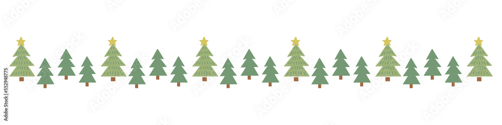 Fototapeta premium Hand drawn christmas trees line illustration