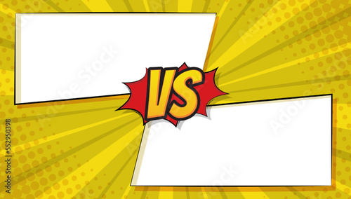 comic versus with blank speech bubble on yellow background