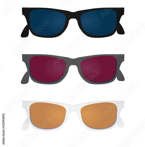 Black, grey and white sunglasses. vector illustration