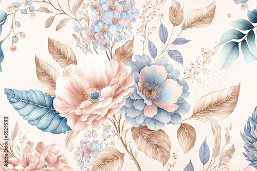 Beautiful flowers. Abstract floral design in pastel colors for prints  postcards or wallpaper. AI 