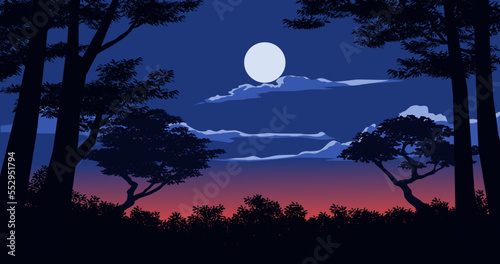 night landscape with moon