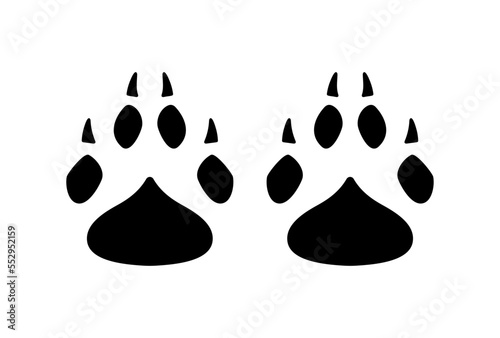 Wolf footprints icon. Animal footprints silhouette. Vector winter illustration