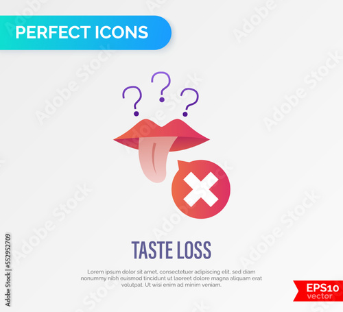 Taste loss, anosmia thin line icon. Long covid. Vector illustration.