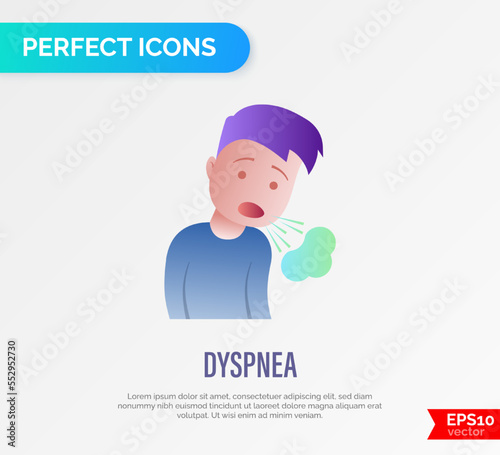 Dyspnea, asthma, coughing thin line icon. Difficulty to breath. Vector illustation.