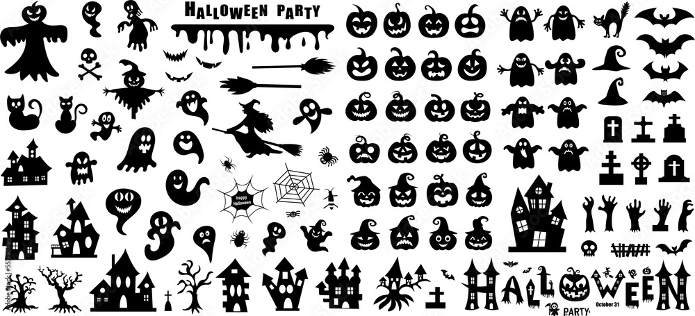 Set of silhouettes of Halloween