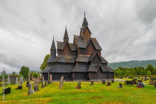 Stave Church in Heddal - a stave church located in the Norwegian town of Heddal, in the municipality of Notodden, in the Telemark region. It is the largest of 28 churches of this type in Norway photo