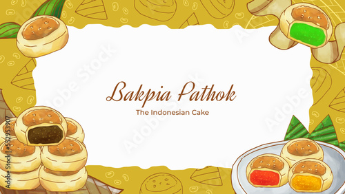 Hand Drawn Bakpia Pathok Indonesian Cake Background