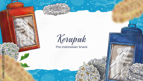 Hand Drawn Kerupuk Indonesian Snack Background