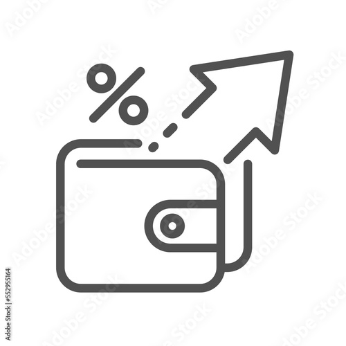 Inflation line icon. Devaluation of savings. Long-term increase in the general level of prices. Financial interest symbol. Quality design element. Linear style inflation icon. Vector illustration.