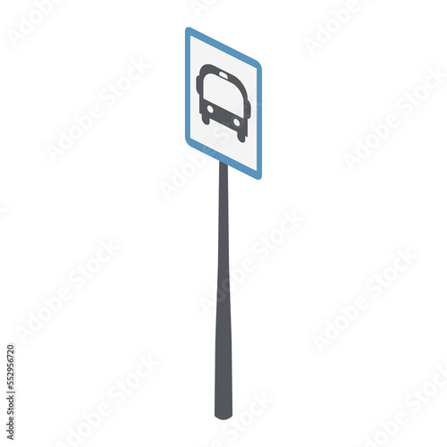 isometric traffic sign bus stop sign 3d universal scenary collection set