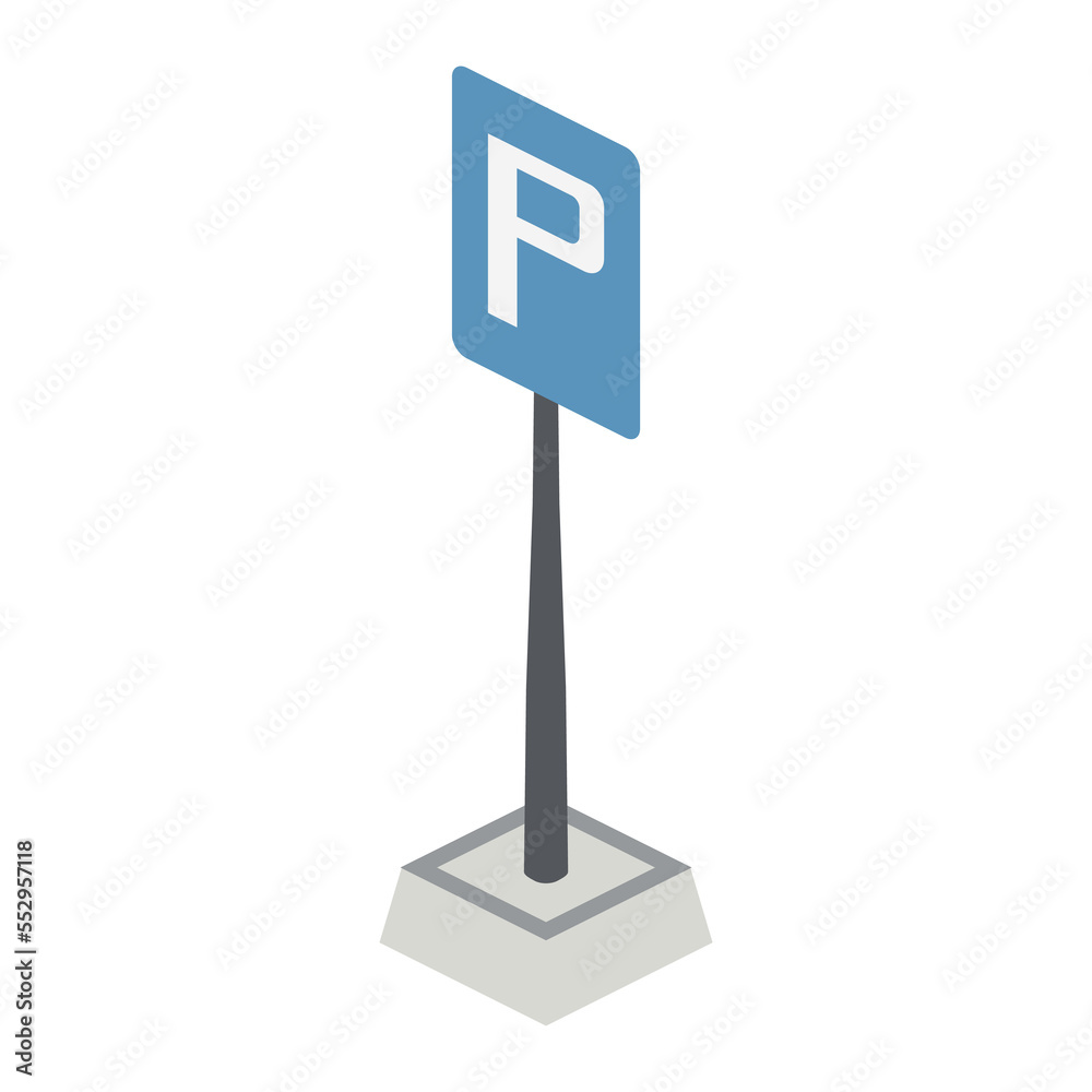 isometric parking lot traffic sign 3d universal scenary collection set