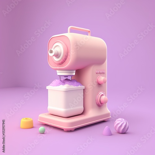  Juicer on a pink-violet background, pastel colors. Colorful poster and banner. Cartoon minimalist airy style. 3d illustration, AI