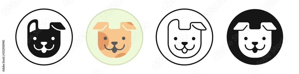 Puppy face vector set. Dog head icon, pet graphic sign, dog salon logo