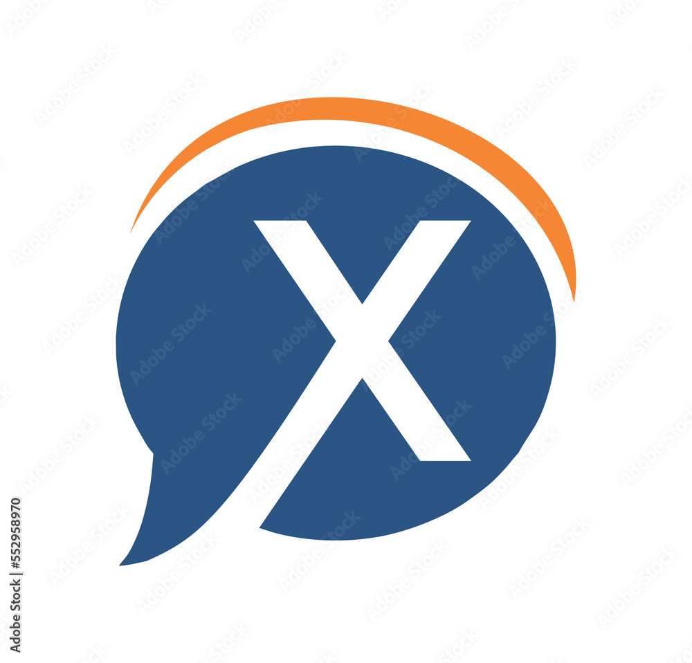 Bubble Chat Monogram Initial Letter X Icon Bubble Chat Monogram Initial Letter X Icon
