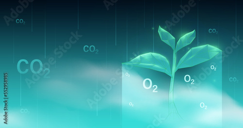 Carbon Neutral and ESG Concepts. Environment and ecology. Clean Energy. Green leaf and CO2. Vector illustration