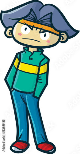 Cool handsome guy with cool pose in manga comical style.