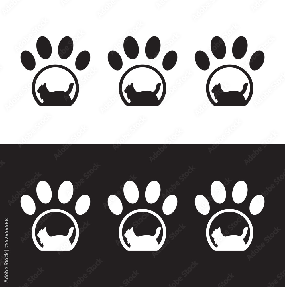 Pet cat animal logo template design . icon logo . silhouette logo Pet cat animal logo template design . icon logo . silhouette logo