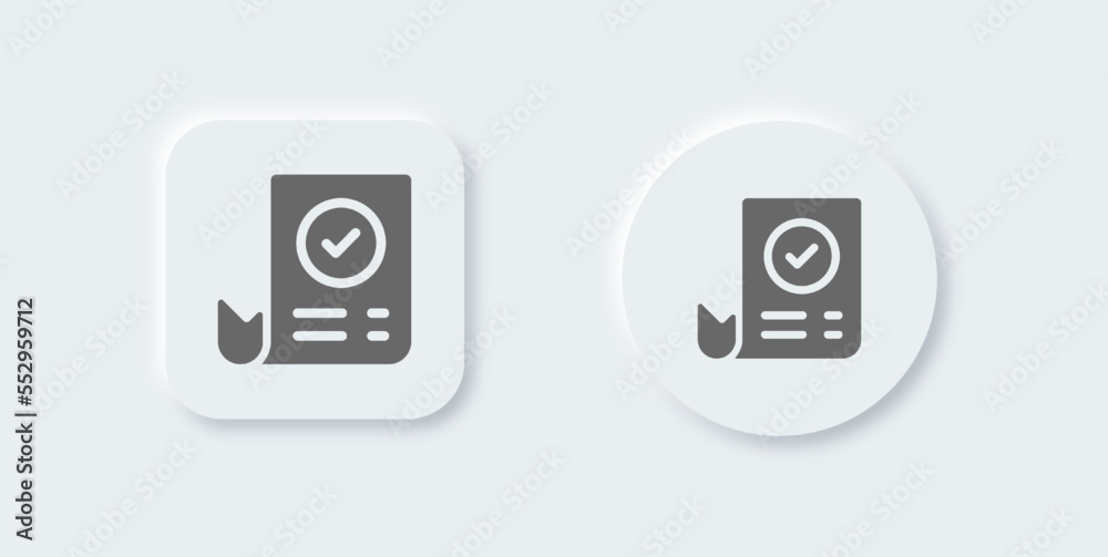 Invoice solid icon in neomorphic design style. Receipt signs vector illustration. Invoice solid icon in neomorphic design style. Receipt signs vector illustration.